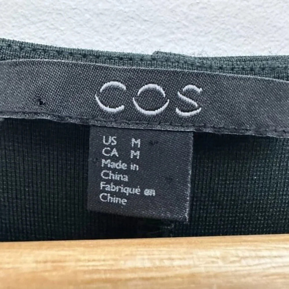 COS Wool Cotton Blend A-Line Long Sleeve Shift Jersey Dress Wool Panel Green M - Picture 10 of 16